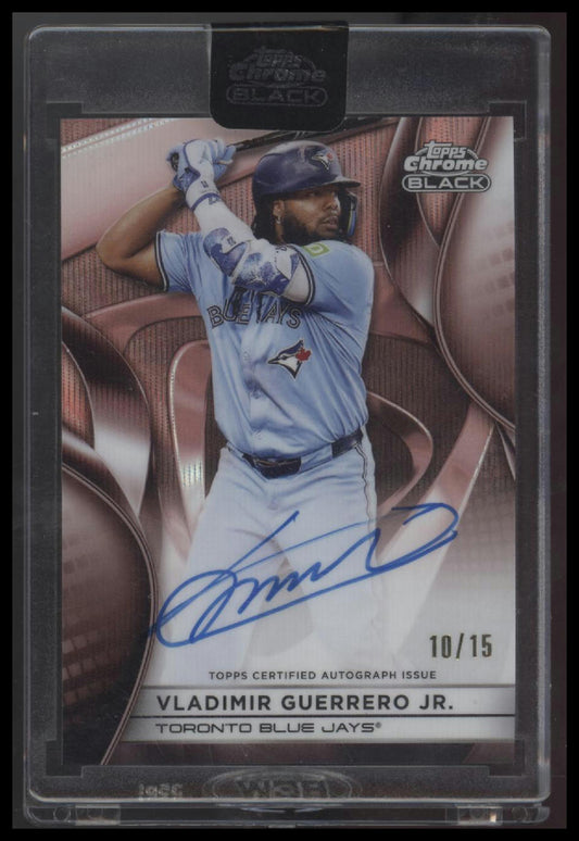 Vladimir Guerrero Jr. 2025 Topps Chrome Black Auto Rose Gold Wave Refr #/15 - Front