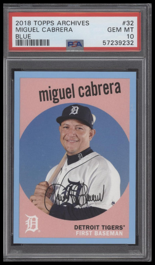 Miguel Cabrera 2018 Topps Archives #32 Blue PSA 10 - Front