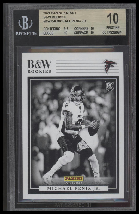 Michael Penix Jr. 2024 Panini Instant B&W Rookies #BWR-6 BGS 10.0 - Front