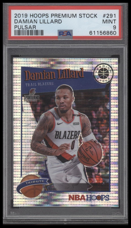 Damian Lillard 2019 Panini Hoops Premium Stock #291 Pulsar PSA 9 - Front