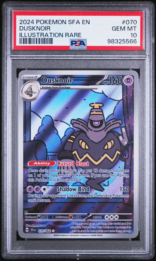 Dusknoir 2024 Pokemon Sfa En-Shrouded Fable #070 Illustration Rare PSA 10 - Front