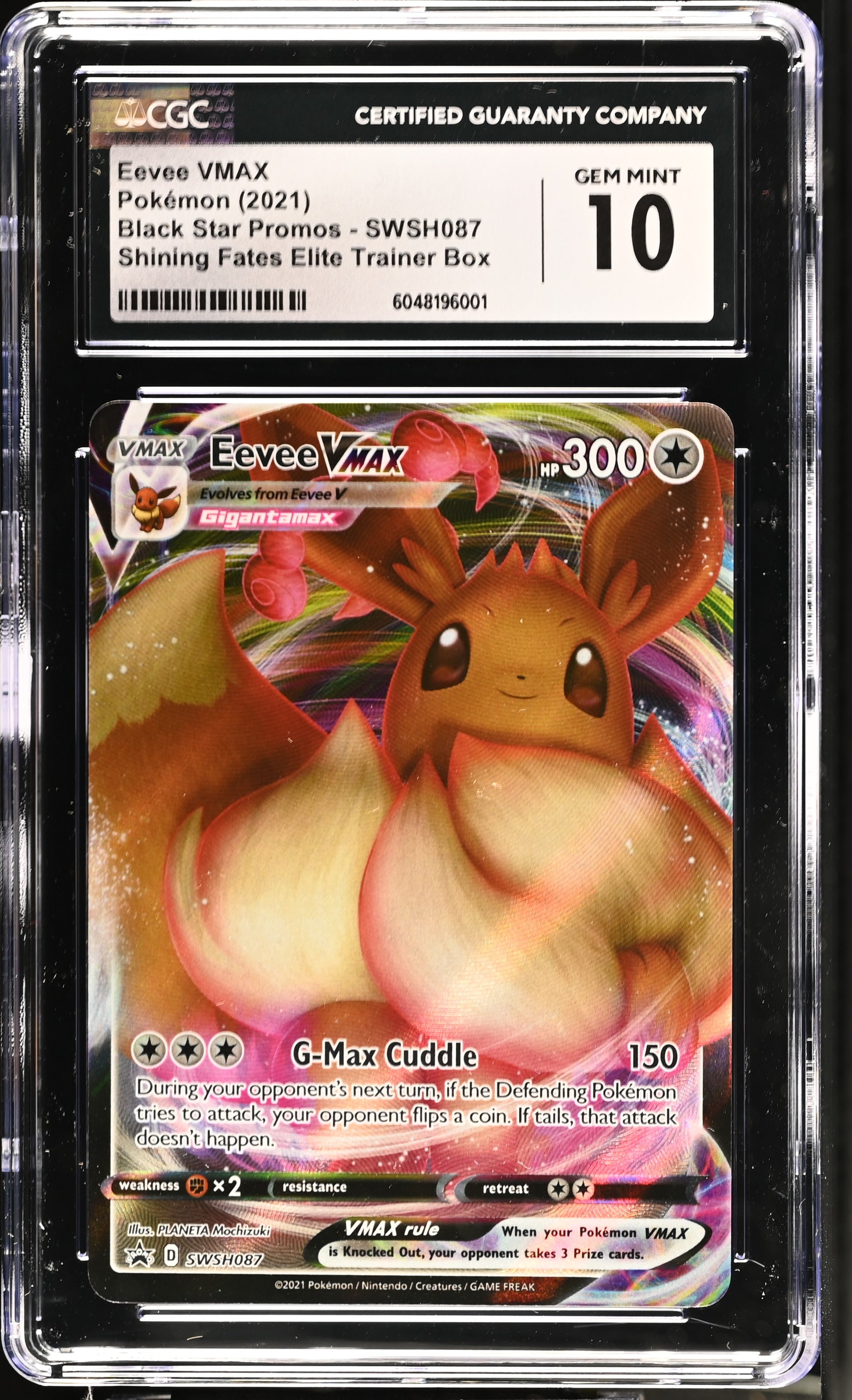 Eevee VMAX 2021 Black Star Promos #SWSH087 CGC 10 - Front