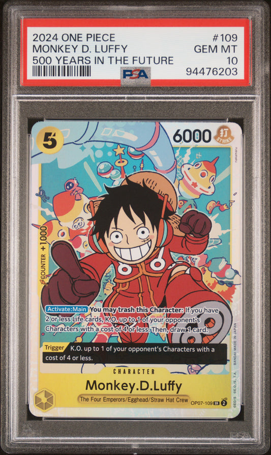 Monkey D. Luffy 2024 One Piece Op07-500 Years In The Future #109 PSA 10 - Front