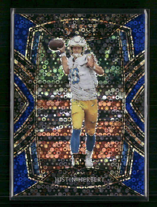 Justin Herbert 2020 Panini Select #244 Disco Blue Prizm #/25 - Front