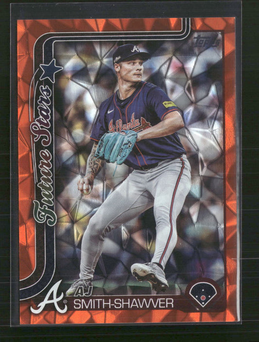 AJ Smith-Shawver 2025 Topps #674 Orange Holo Foil #/25 - Front