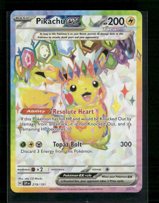 Pikachu ex SV08: Surging Sparks #219/191 - Front