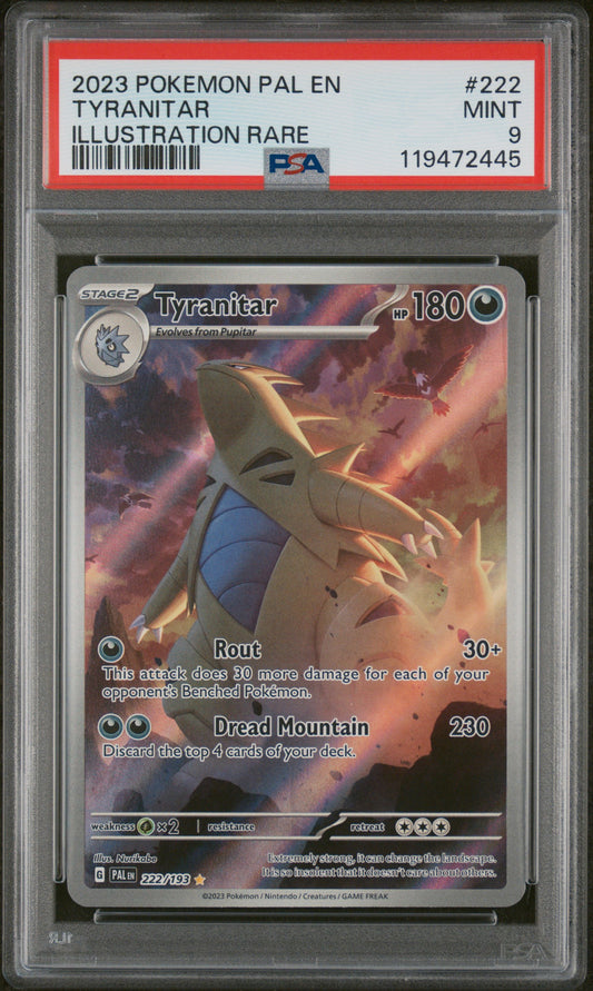 Tyranitar 2023 Pokemon Pal En-Paldea Evolved #222 Illustration Rare PSA 9 - Front