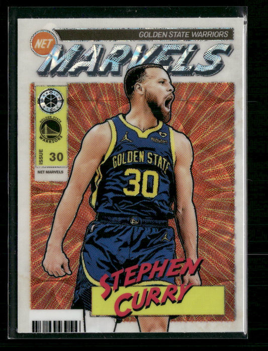 Stephen Curry 2023-24 Hoops Premium Stock #8 Retro Net Marvels Premium - Front