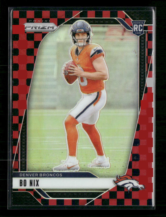 Bo Nix 2024 Panini Prizm #309 Black and Red Checker - Front