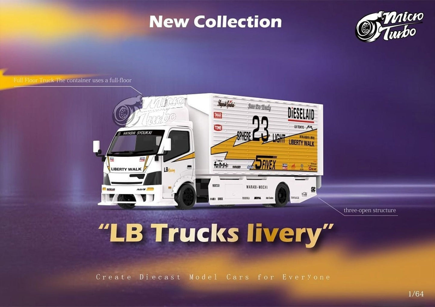 MicroTurbo Hino 300 LBWK Silhouette Lighting #23 1:64