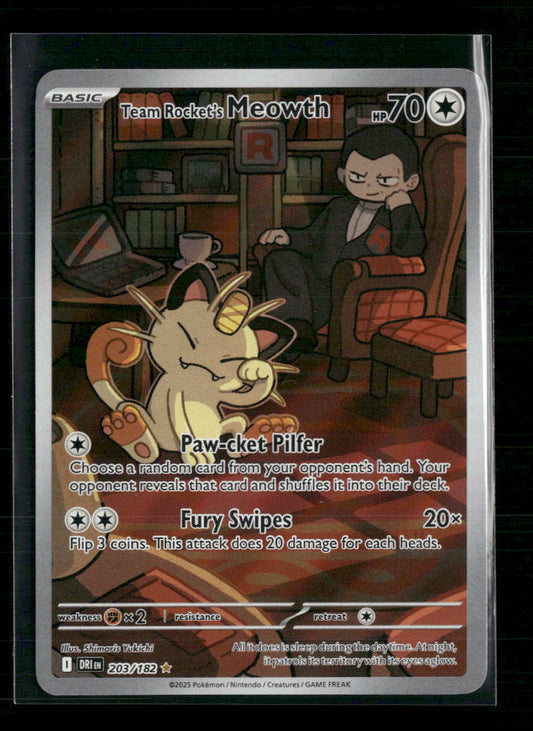 Team Rocket's Meowth SV10: Destined Rivals #203/182 - Front