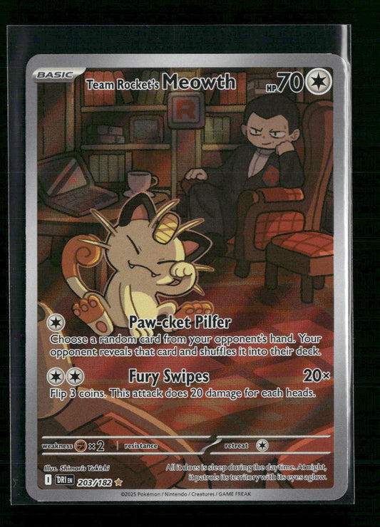 Team Rocket's Meowth SV10: Destined Rivals #203/182 - Front