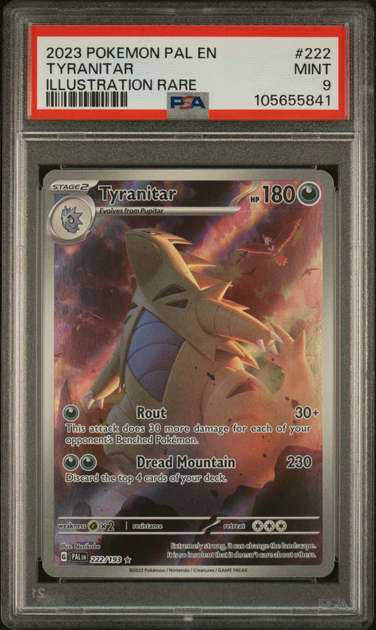 Tyranitar 2023 Pokemon Pal En-Paldea Evolved #222 Illustration Rare PSA 9 - Front