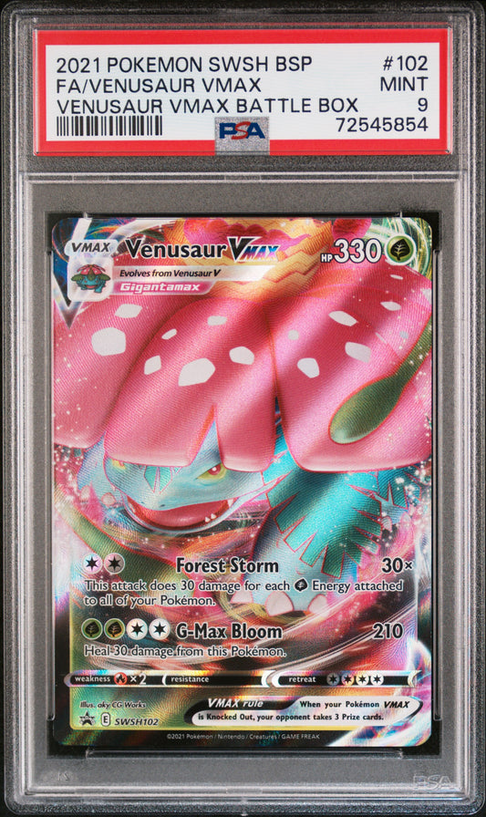 Fa/Venusaur Vmax 2021 Pokemon Swsh Black Star Promo #102 - PSA 9 - Front