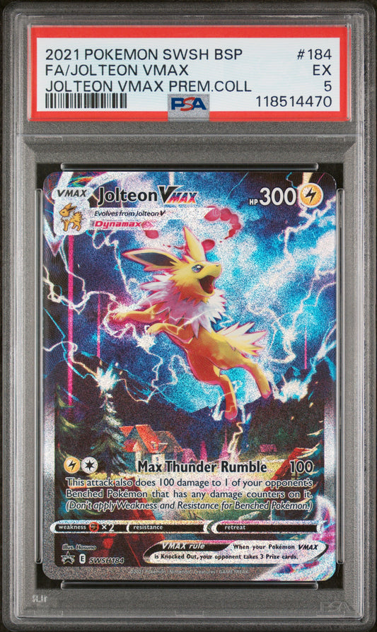 Jolteon Vmax 2021 Pokemon Swsh Black Star Promo #184 - PSA 5 - Front