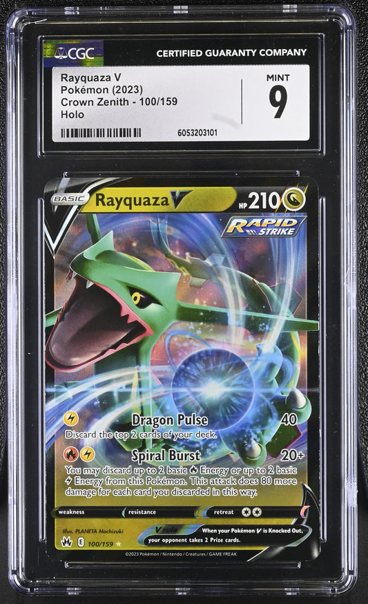 Rayquaza V 2023 Crown Zenith #100/159 CGC 9 - Front