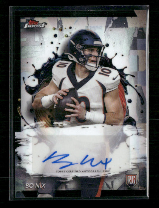 Bo Nix 2024 Topps Finest - Rookie Finest Autographs #RFA-BN Refractor (AU, RC) - Front