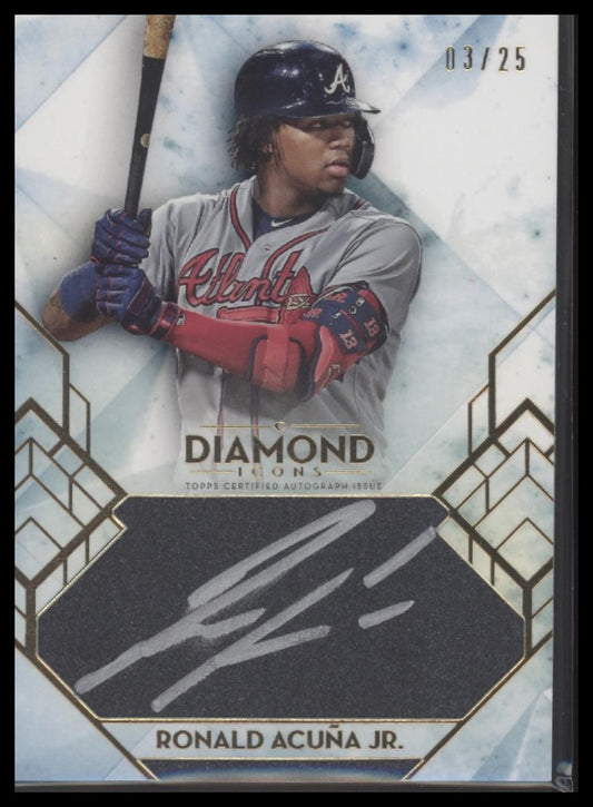 Ronald Acuña Jr. 2020 Topps Diamond Icons #SI-RAJ Silver Ink Autographs #/25 - Front