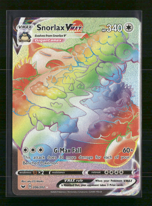 Snorlax VMAX (Secret) SWSH01: Sword & Shield Base Set #206/202 - Front