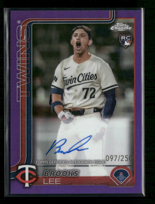 2025 Topps Chrome Brooks Lee True Purple Auto /250 - Front