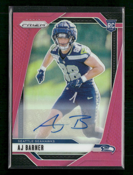 AJ Barner 2024 Panini Prizm #304 Pink Auto - Front