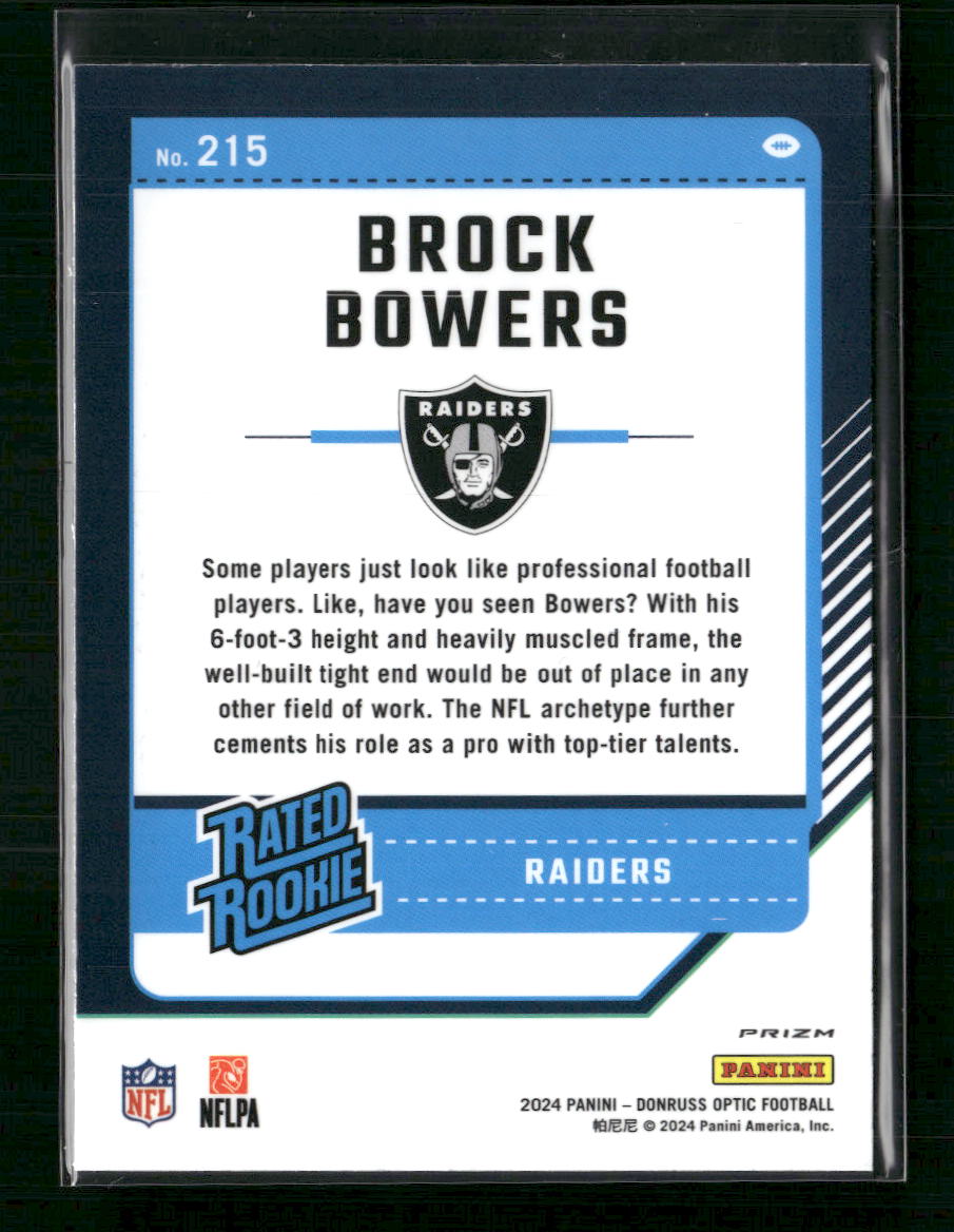 Brock Bowers 2024 Donruss Optic #215 Holo - Back