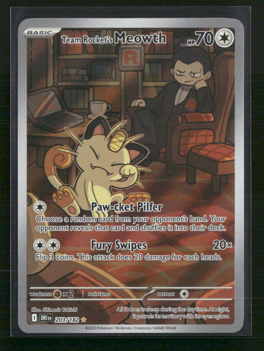 Team Rocket's Meowth SV10: Destined Rivals #203/182 - Front