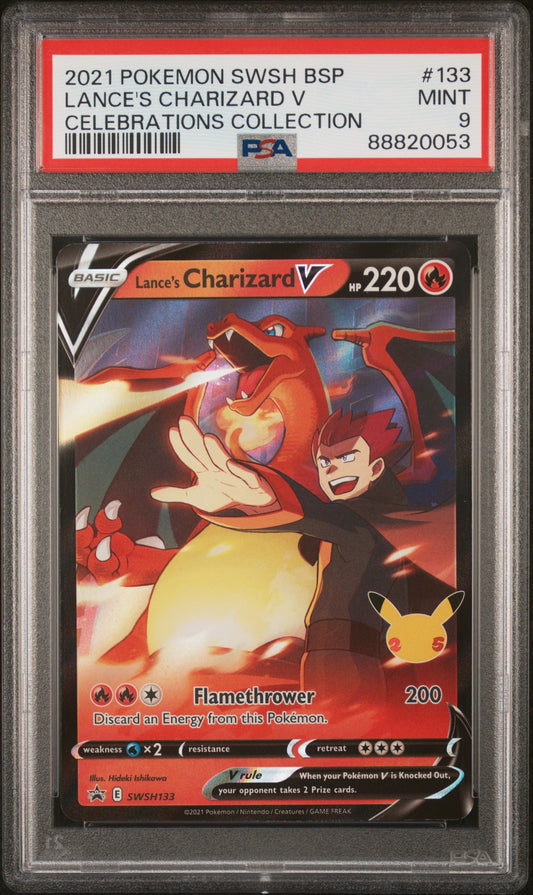 Lance'S Charizard V 2021 Pokemon Black Star Promo #133 Celebrations PSA 9 - Front