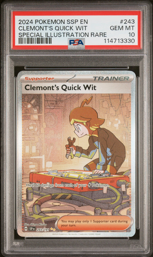 Clemont'S Quick Wit 2024 Pokemon-Surging Sparks #243 SIR PSA 10 - Front