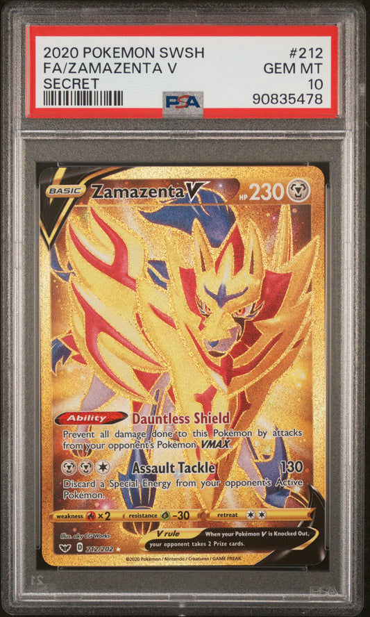 Fa/Zamazenta V 2020 Pokemon Sword & Shield #212 Secret PSA 10 - Front