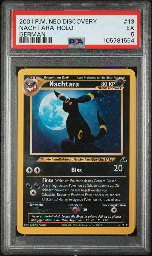 Nachtara-Holo 2001 Pokemon Neo Discovery #13 German PSA 5 - Front