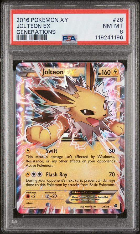 Jolteon Ex 2016 Pokemon Xy Generations #28 Generations PSA 8 - Front