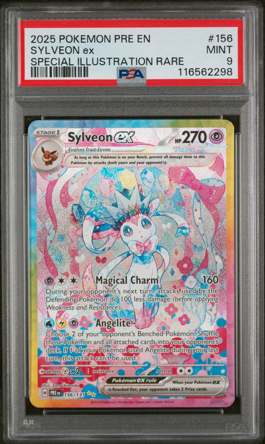 Sylveon Ex 2025 Pokemon En-Prismatic Evolutions #156 Special Illustration PSA 9