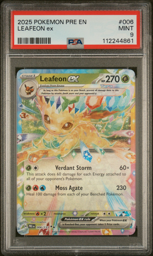 Leafeon Ex 2025 Pokemon Pre En-Prismatic Evolutions #006 PSA 9 - Front
