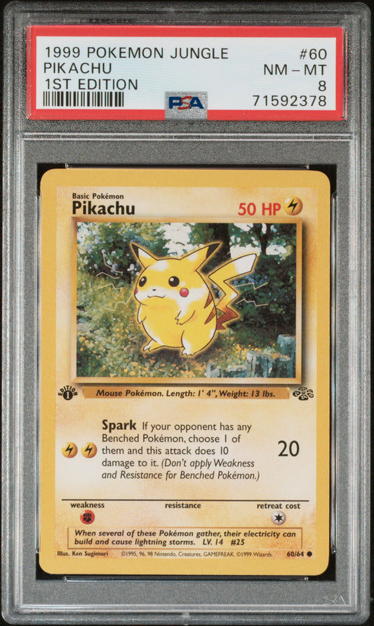 Pikachu 1999 Pokemon Jungle #60 1st Edition PSA 8 - Front
