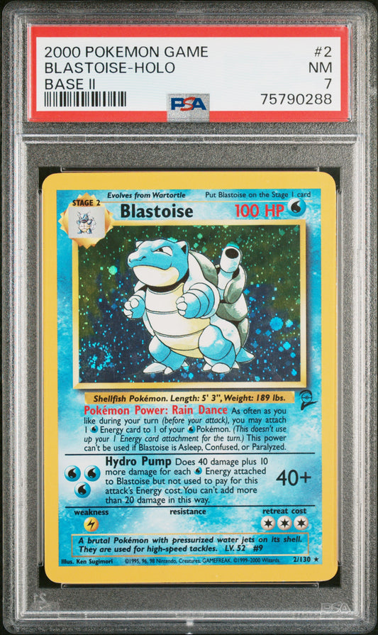Blastoise-Holo 2000 Pokemon Game Base Ii #2 Base Ii PSA 7 - Front