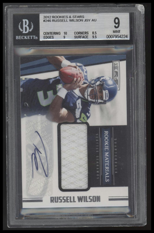 Russell Wilson JSY AU RC 2012 Rookies and Stars #246 BGS 9.0