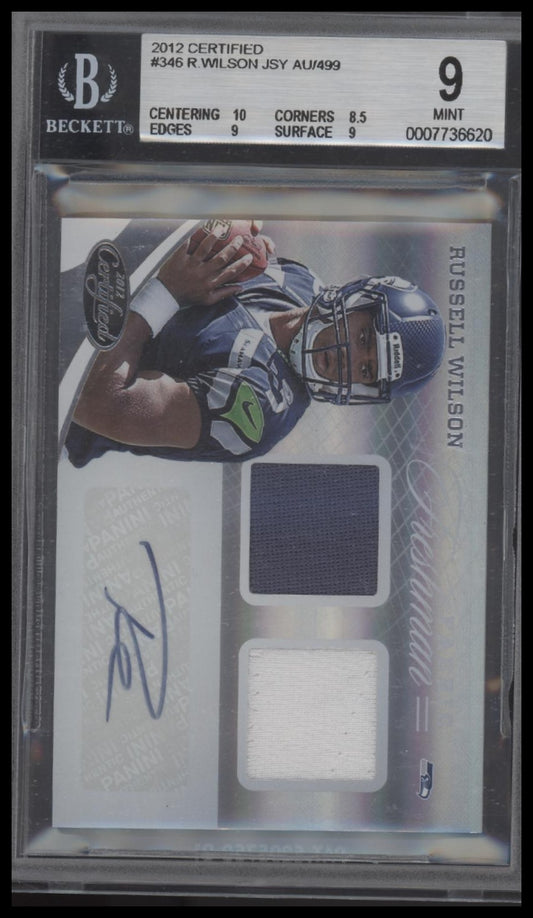 Russell Wilson JSY AU/499 RC 2012 Certified #346 BGS 9.0