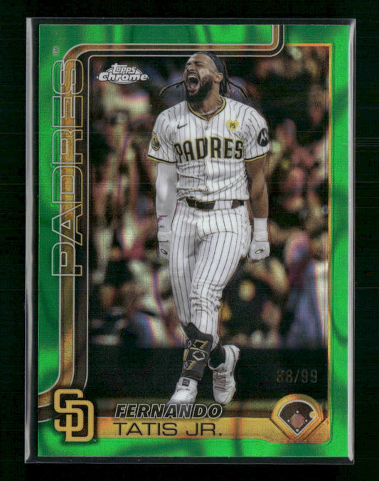 Fernando Tatis Jr. 2025 Topps Chrome #159 Green Refractors #/99