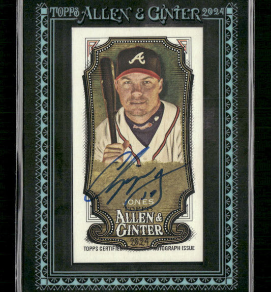 Chipper Jones 2024 Topps A&G #MA-CJ Framed Mini Baseball Autographs Black #/25