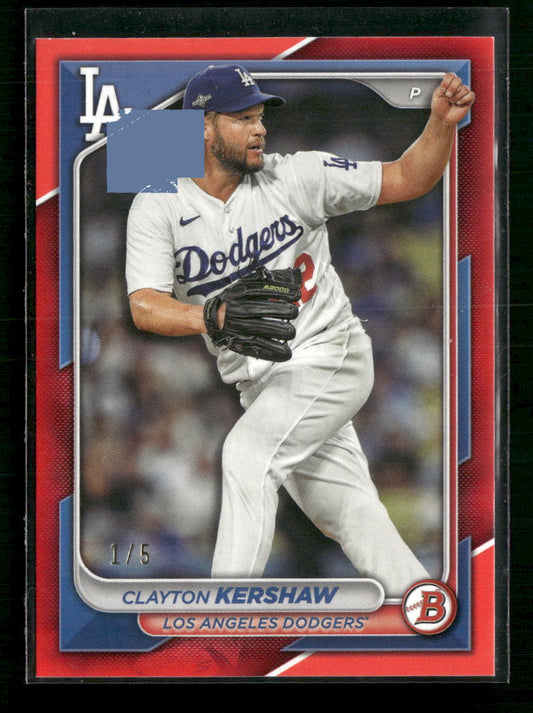 Clayton Kershaw 2024 Bowman #56 Red #/5