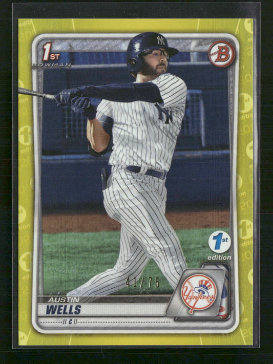 Austin Wells 2020 Bowman Draft #BD-56 Yellow #/75