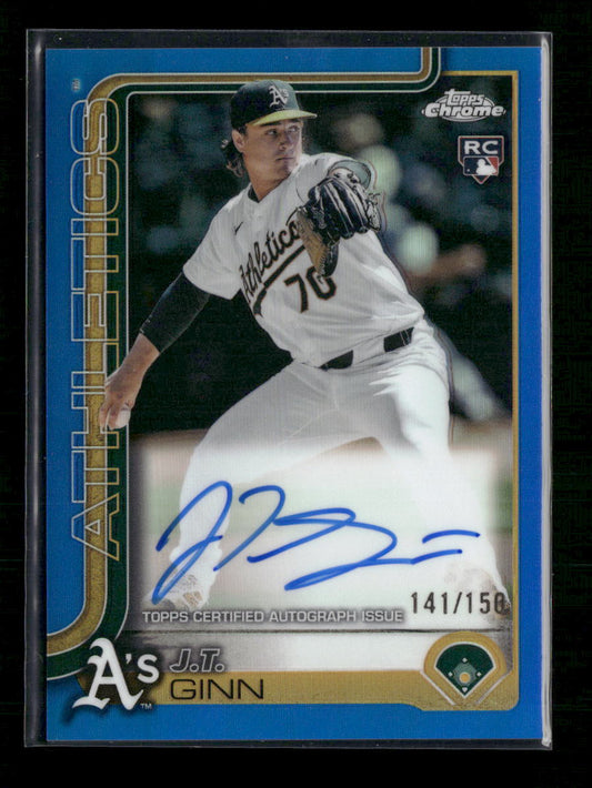 J.T. Ginn 2025 Topps Chrome #RA-JTG Rookie Autographs Blue Refractors #/150