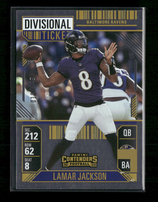 Lamar Jackson 2024 Panini Contenders #7 Divisional Ticket #/149