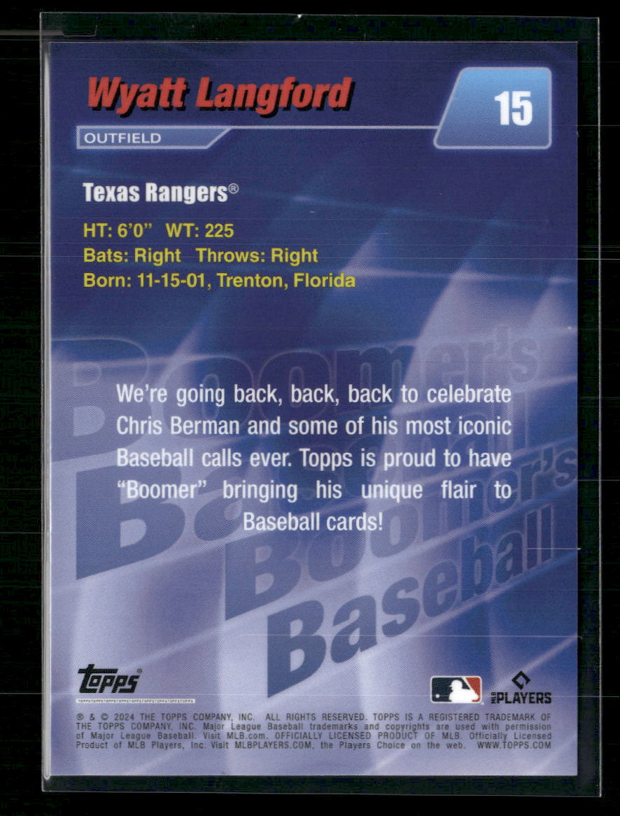 Wyatt Langford 2024 Topps x Chris Berman: Boomer's Baseball #15 Orange #/10