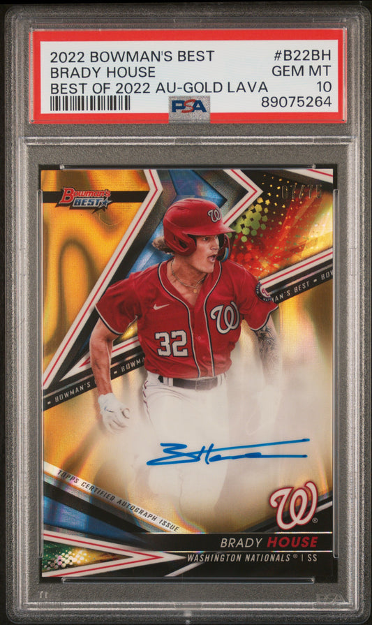 Brady House 2022 Bowman's Best Of 2022 Autographs #B22BH Au-Gold Lava PSA 10