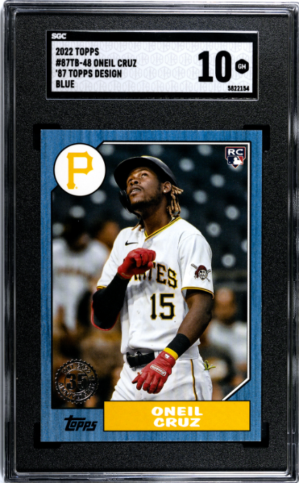 Oneil Cruz 2022 Topps #87TB-48 '87 Topps Design Blue SGC 10