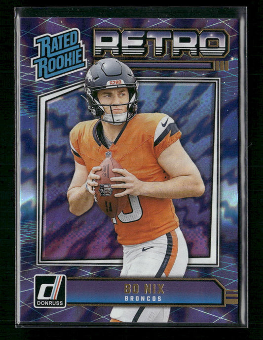 Bo Nix Denver Broncos #19 2024 Donruss Rated Rookie Retro Insert