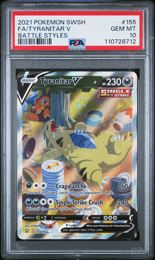 Fa/Tyranitar V 2021 Pokemon #155 Battle Styles PSA 10