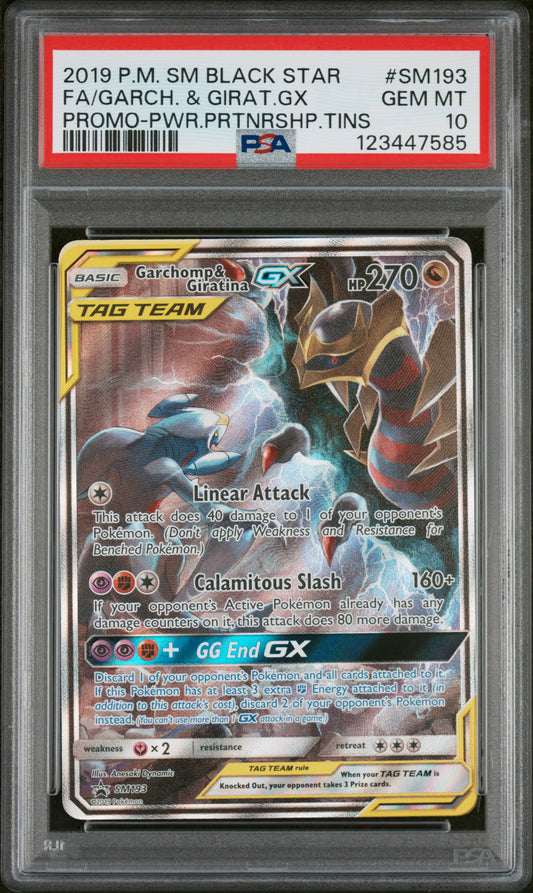 Fa/Garch. & Girat.Gx 2019 Pokemon Sm Black Star Promo #SM193 PSA 10